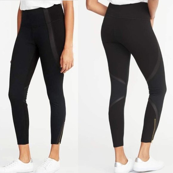 Old Navy High-Rise 7/8-Length Ponte-Knit Ankle-Zip Moto Street Leggings Small - Picture 2 of 15